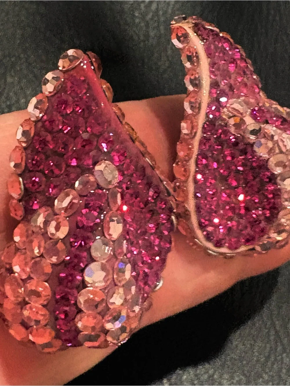 Vintage New Raspberry Bellini Pink Crystal Teardrop Earrings New Clip